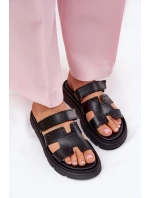 Klapki Damskie Z Naturalnej Skóry Na Platformie Zazoo 40440 Czarne Klapki Damskie Z Naturalnej Skóry Na Platformie Zazoo 40440 Czarne