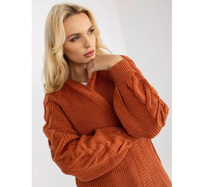 Dámsky sveter LO SW LK 3001 kardigan.82P tmavo oranžový
