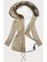 DAMSKA PARKA ZIMOWA NA MISIU Z KAPTUREM BEŻOWA model 21242012 - Libland