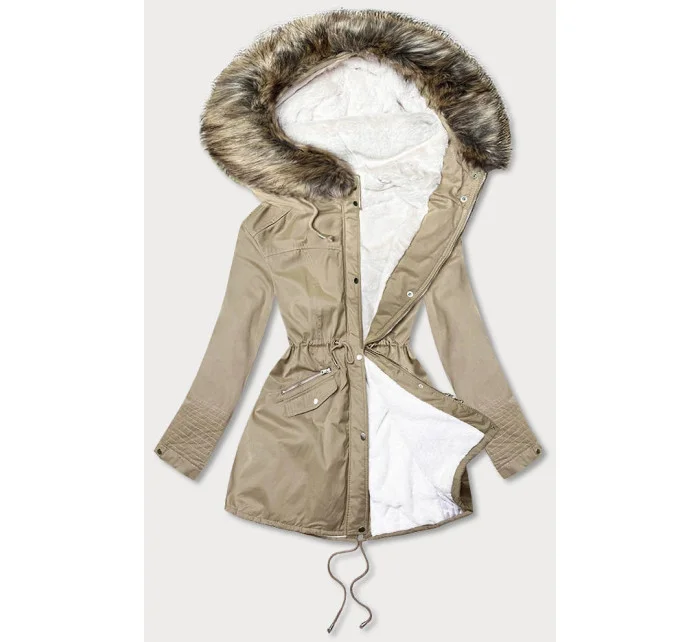 DAMSKA PARKA ZIMOWA NA MISIU Z KAPTUREM BEŻOWA model 21242012 - Libland
