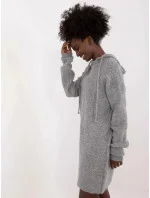 Šedé pletené šaty s kapucňou (0582)