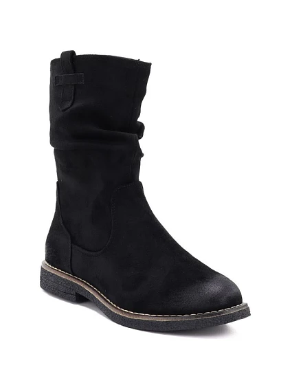 Dámské zateplené kotníkové boty s nařaseným svrškem, černé, M.Daszyńskie SA296-5 Dámské zateplené kotníkové boty s nařaseným svrškem, černé, M.Daszyńskie SA296-5