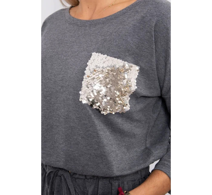 Flitrové šaty s vreckami v grafitovej farbe