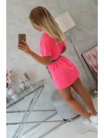 Šaty s ozdobným pásikom ružové neónové Šaty s ozdobným pásikom ružové neónové