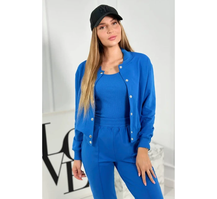 Set 3 v 1 mikina s cvočkami + top + nohavice nevädza modrá