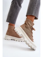 Damskie Skarpetkowe Wsuwane Botki Brązowe Solime Damskie Skarpetkowe Wsuwane Botki Brązowe Solime