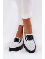 Dámské Kožené Mokasíny Na Platformě A Klínu Bílé model 21686687 - VINCEZA