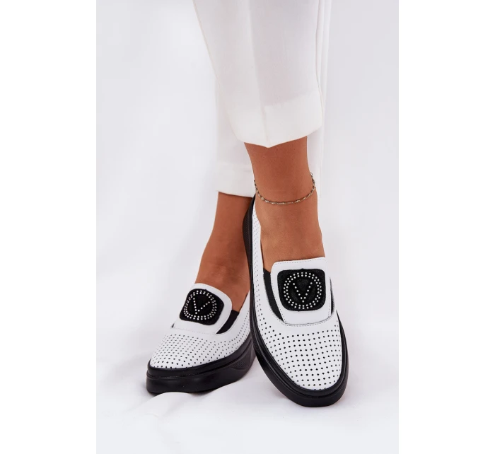 Dámské Kožené Mokasíny Na Platformě A Klínu Bílé model 21686687 - VINCEZA