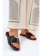 Klapki Damskie Eko Skórzane Z Ozdobnymi Detalami Czarne Mevith Klapki Damskie Eko Skórzane Z Ozdobnymi Detalami Czarne Mevith