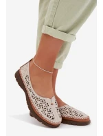 Dámské krajkové baleríny z přírodní kůže model 22026502 šedé - SERGIO LEONE