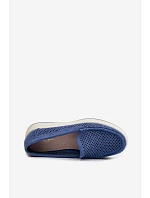 Dámské perforované mokasiny model 22069480 modré - SERGIO LEONE Dámské perforované mokasiny model 22069480 modré - SERGIO LEONE