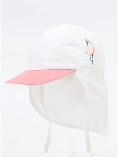 Yoclub Dívčí letní klobouk s ochranou krku CLE-0120G-0100 White