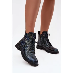 Dámske lakované čižmy D&A - tmavomodré Dámske lakované čižmy D&A - tmavomodré