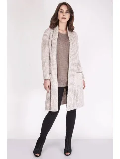 Dámský svetr na zapínání model 19525814 béžový MKM - MKM design