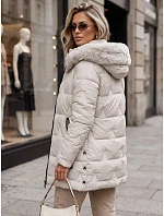 Dámska zimná prešívaná bunda s kapucňou, svetlo béžová, FashionStreet TY5737