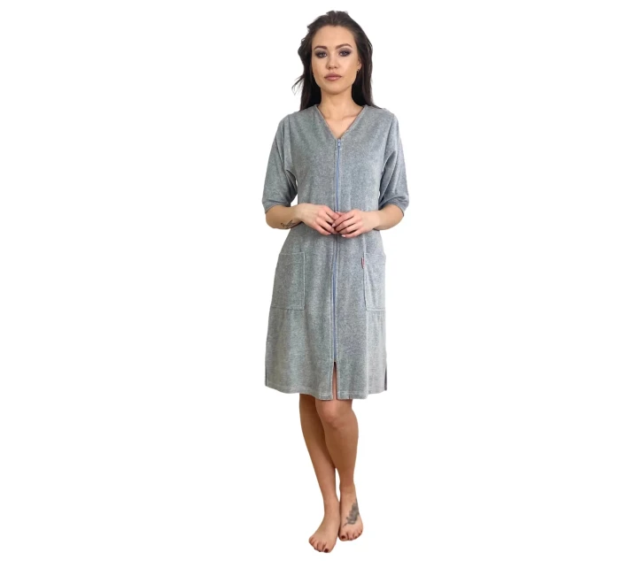 Dámský župan se zipem De Lafense 431 Velur M-4XL