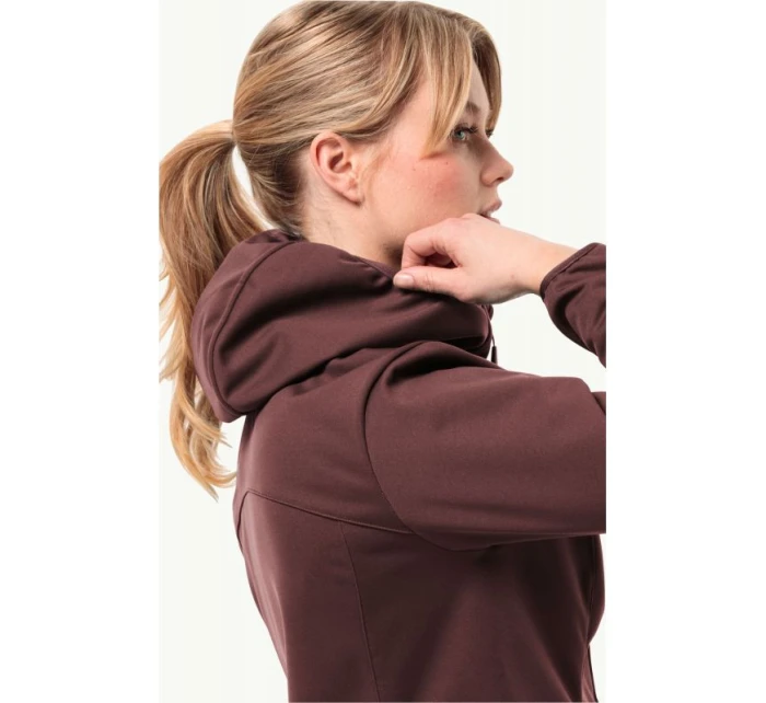 Dámska prechodná bunda s kapucňou Jack Wolfskin Windhain Hoody W softshell červená (1307481_2866)