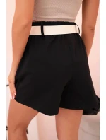 Dámske šortky s vysokým pásom a opaskom čierne