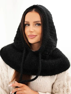 Dámska čiapka s kapucňou a ozdobným vzorom, čierna