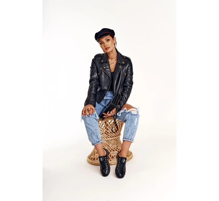 Damskie Skórzane Trampki Big Star Czarne V274871 Damskie Skórzane Trampki Big Star Czarne V274871