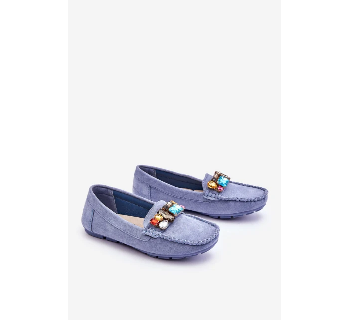 Dámské semišové mokasíny s krystaly Modre model 21612170 - EVENTO