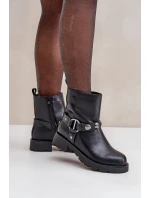 Botki Na Płaskim Obcasie Ocieplane Z Ozdobnymi Paskami Czarne Felilania Botki Na Płaskim Obcasie Ocieplane Z Ozdobnymi Paskami Czarne Felilania