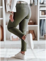 Dámské látkové chinos kalhoty s páskem olivové Dstreet model 21986630 - FashionStreet