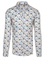 Pánska kvetinová biela košeľa FashionStreet DX2634