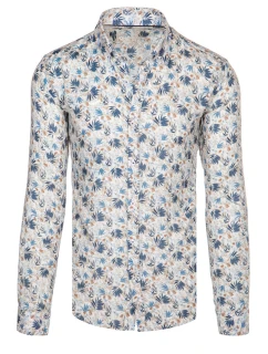 Pánska kvetinová biela košeľa FashionStreet DX2634