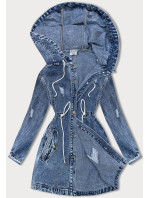 Svetlo modrý džínsový prehoz cez oblečenie s kapucňou (POP7011-K)