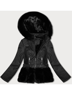 Čierna dámska bunda ramoneska s kapucňou J Style (11Z8077)