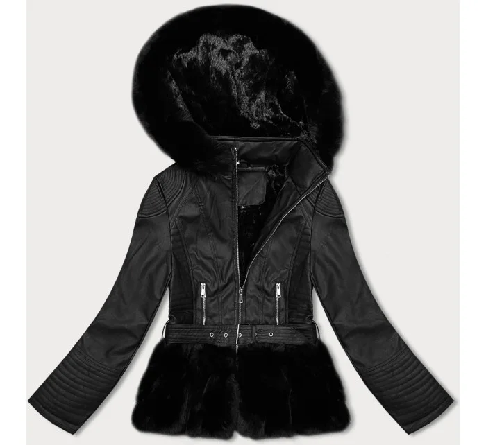 Čierna dámska bunda s kapucňou J Style (11Z8077)