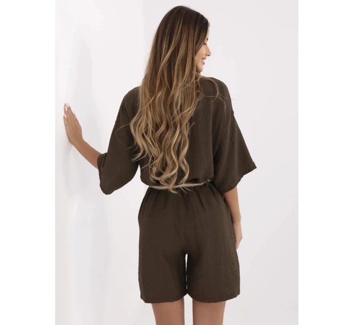 Tmavohnedé dámske šortky s plátnom (6620) Tmavohnedé dámske šortky s plátnom (6620)