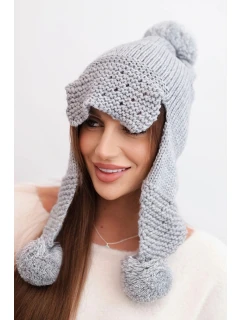 Dámská zimní čepice s kšiltem a světle šedá model 21783027 - K-Fashion