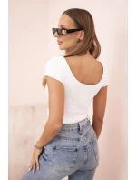 Dámska klasická bavlnená blúzka s krátkymi rukávmi modrá