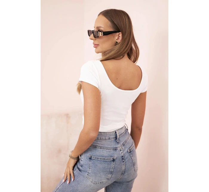 Dámska klasická bavlnená blúzka s krátkymi rukávmi modrá