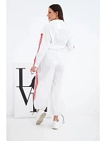 Dámský bavlněný komplet s oversized kalhotami a model 22294726 lampasy bílý - K-Fashion Dámský bavlněný komplet s oversized kalhotami a model 22294726 lampasy bílý - K-Fashion