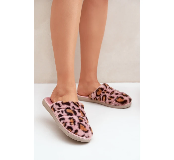 Dámské Kožené Pantofle Leopard model 21681221 Růžové - Inblu