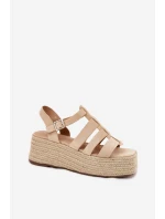 Sandały Damskie Z Paskami I Plecionką Beżowe Pardauss Sandały Damskie Z Paskami I Plecionką Beżowe Pardauss