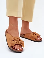 Klapki Damskie Na Korkowej Podeszwie Kokardką Camel Seressa