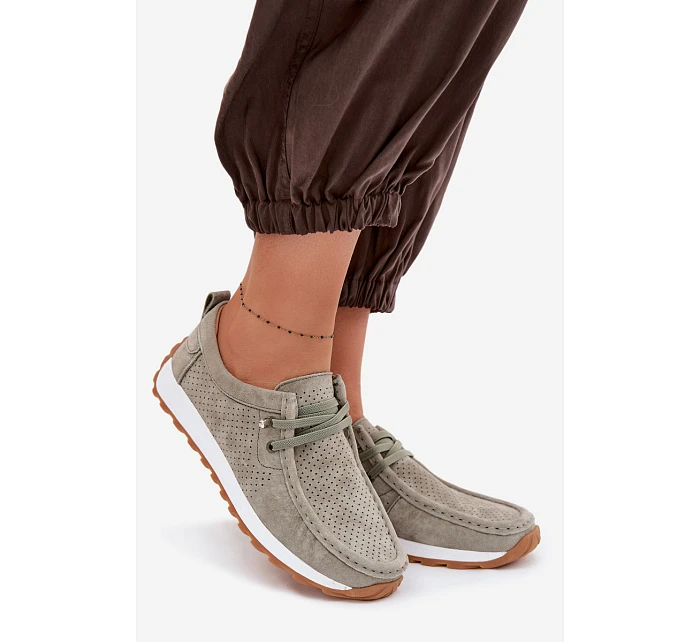 Dámské polobotky z přírodního semiše Zelená Amela