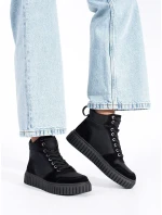 Trendy dámske členkové topánky čierna platforma Trendy dámske členkové topánky čierna platforma