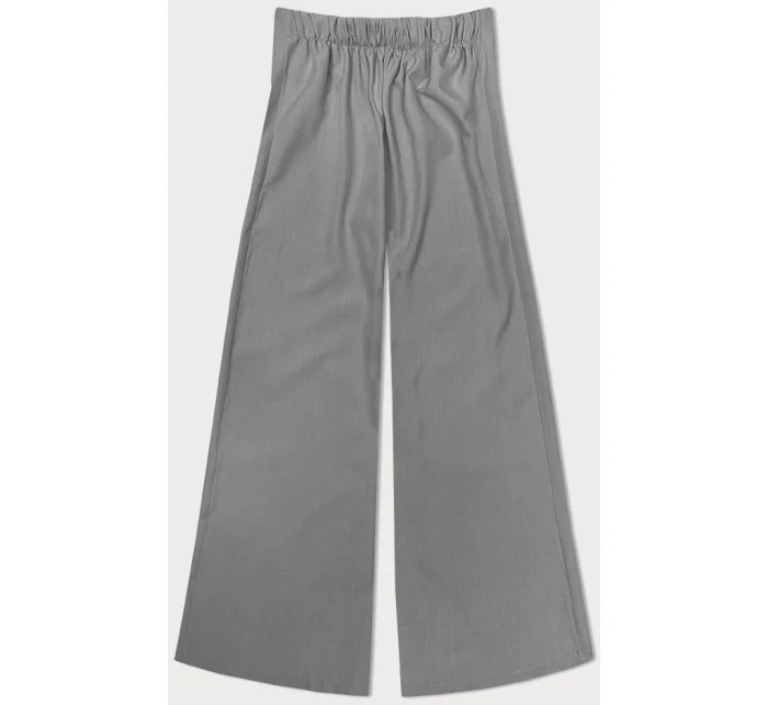 Elegantní šedé široké dámské kalhoty model 20159957 - MADE IN ITALY Elegantní šedé široké dámské kalhoty model 20159957 - MADE IN ITALY
