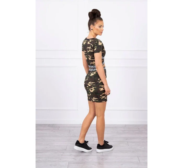 Súprava blúzky so sukňou moro khaki+hnedá