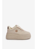 Sneakersy Dámské Sportovní Boty Zateplené Na Masivní Podešvi Béžové model 21668399 - Boto Sneakersy Dámské Sportovní Boty Zateplené Na Masivní Podešvi Béžové model 21668399 - Boto
