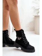 Zateplené kotníkové boty s ozdobou Černé model 21671908 - S.Barski Zateplené kotníkové boty s ozdobou Černé model 21671908 - S.Barski