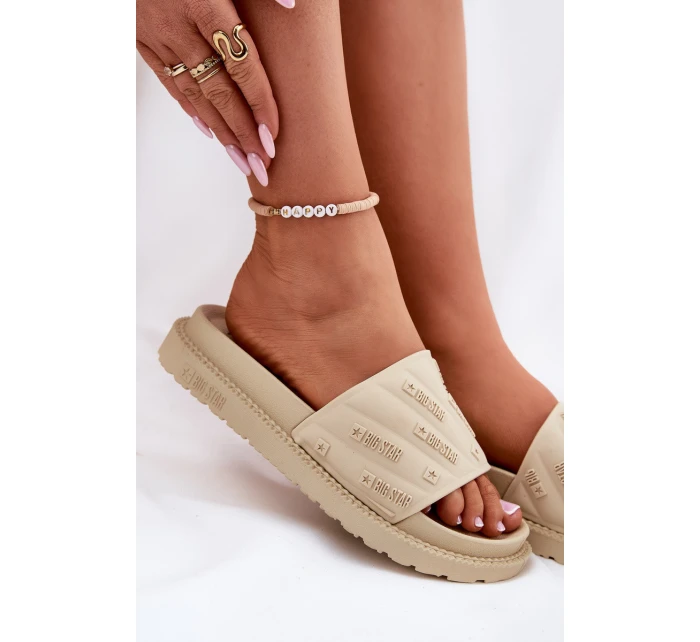 Klapki Damskie Na Platformie Big Star RR274A542 Beżowe