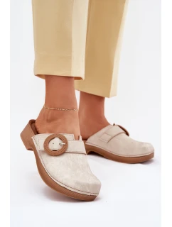 Klapki Chodaki Damskie Z Klamrą Inblu TF000001 Beżowe