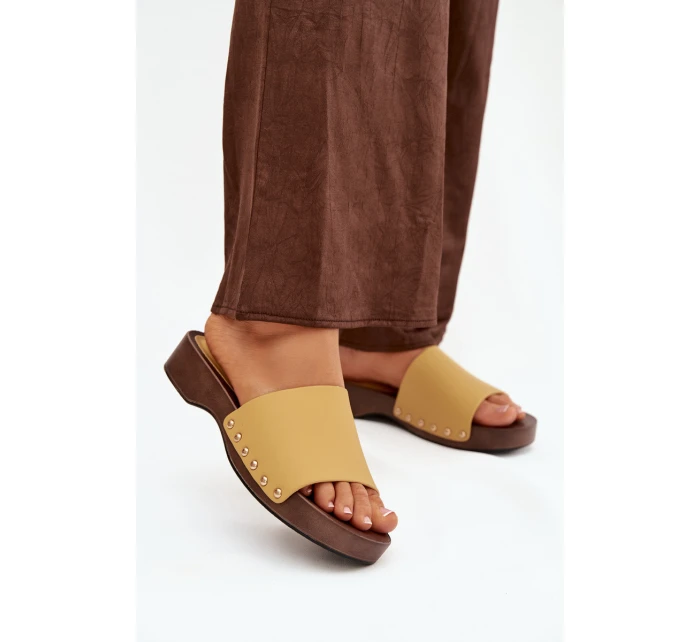 Dámské pantofle s cvoky žluté Terissa