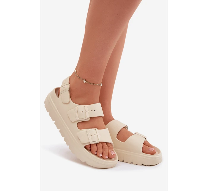 Dámské pěnové sandály na platformě Big Star TT274A032 světle béžové Dámské pěnové sandály na platformě Big Star TT274A032 světle béžové